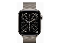 Apple Watch Series 11 (GPS + Cellular) - 42 mm - naturlig titan - smartklokke med fint strikket løkke - nett av rustfritt stål - naturlig - håndleddstørrelse: 130-180 mm - 64 GB - Bluetooth, LTE, Wi-Fi 4, UWB - 5G - 34.6 g MF8P4QN/A