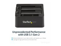 StarTech.com Dual-Bay USB 3.1 to SATA Hard Drive Docking Station, USB 3.1 (10 Gbps) Hard Drive Dock, External 2.53.5 SATA IIIIII, SSDHDD Docking Station, Hot-Swap Hard Drive Bay - Top-Loading - Diskkontroller - 2.5", 3.5" - USB 3.1 (Gen 2) - svart SDOCK2U313