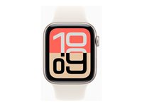 Apple Watch SE 3 (GPS) - 44 mm - stjernelysaluminium - smartklokke med sportsbånd - fluorelastomer - stjernelys - båndbredde: S/M - 64 GB - Wi-Fi 4, Bluetooth - 32.9 g MEHG4QN/A