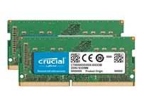 Crucial - DDR4 - sett - 64 GB: 2 x 32 GB - SO DIMM 260-pin - 1333 MHz / PC4-21300 - CL19 - 1.2 V - ikke-bufret - ikke-ECC - for Apple iMac (Begynnelsen av 2019); Mac mini (I slutten av 2018) CT2K32G4S266M