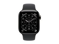 Apple Watch Series 11 (GPS + Cellular) - 42 mm - skifer titan - smartklokke med sportsbånd - fluorelastomer - svart - båndbredde: M/L - 64 GB - LTE, Wi-Fi 4, UWB, Bluetooth - 5G - 34.6 g MF8T4QN/A