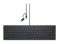 Dell Wired Collaboration Keyboard KB525C - Tastatur - USB, USB-C - QWERTY - Pan Nordic - svart - med 3 års Advanced Exchange Service KB525C-PN-EMEA
