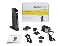 StarTech.com Dual Monitor USB 3.0 Laptop Docking Station with HDMI/DVI/VGA & 6xUSB Ports - Universal USB Dock for Mac & Windows - Black (USB3SDOCKHD) - Dokkingstasjon - USB - 1GbE - for P/N: ARMBARDUO, ARMBARDUOV, ARMDUAL, ARMDUAL30, ARMDUALV, ARMSLIMDUO, SVA5M4NEUA, TB33A1C USB3SDOCKHD