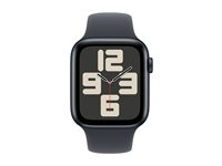 Apple Watch SE (GPS) - 2. generasjon - 44 mm - midnattsaluminium - smartklokke med sportsbånd - fluorelastomer - midnatt - båndbredde: S/M - 32 GB - Wi-Fi 4, Bluetooth - 32.9 g MXEJ3QN/A