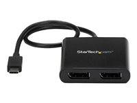 StarTech.com 2-Port Multi Monitor Adapter, USB-C to 2x DisplayPort 1.2 Video Splitter, USB Type-C to DP MST Hub, Dual 4K 30Hz or 1080p 60Hz, Compatible with Thunderbolt 3, Windows Only - Multi Stream Transport (MSTCDP122DP) - DisplayPort-adapter - 24 pin USB-C (hann) til DisplayPort (hunn) - Displayport 1.2/Thunderbolt 3 - 38.6 m - USB-strøm, 4 K 30 Hz (3840 x 2160) støtte, støtte for 2560 x 1600 (WQXGA) 60 Hz - svart - for P/N: BNDTB10GI, BNDTB210GSFP, BNDTB310GNDP, BNDTB410GSFP, BNDTB4M2E1, BNDTBUSB3142 MSTCDP122DP