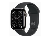 Apple Watch Series 11 (GPS + Cellular) - 42 mm - skifer titan - smartklokke med sportsbånd - fluorelastomer - svart - båndbredde: S/M - 64 GB - Bluetooth, LTE, Wi-Fi 4, UWB - 5G - 34.6 g MF8R4QN/A