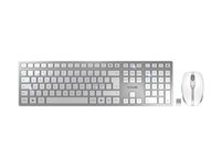 CHERRY DW 9100 SLIM - Tastatur- og mussett - trådløs - 2.4 GHz, Bluetooth 4.2 - Pan Nordic - hvit/sølv JD-9100PN-1