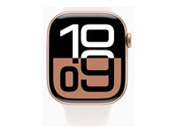 Apple Watch Series 10 (GPS) - 46 mm - rosegull aluminium - smartklokke med sportsbånd - fluorelastomer - lett rouge - båndbredde: M/L - 64 GB - Wi-Fi 4, UWB, Bluetooth - 36.4 g MWWU3QN/A