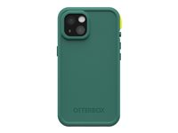 OtterBox FRE - Beskyttende vanntett eske for mobiltelefon - MagSafe-samsvar - 50 % resirkulert plast, 25 % havbasert resirkulert plast - furu (grønn) - for Apple iPhone 15 Pro Max 77-93430