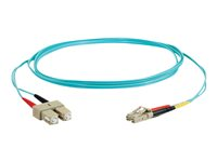 C2G LC-SC 10Gb 50/125 OM3 Duplex Multimode PVC Fiber Optic Cable (LSZH) - Nettverkskabel - SC flermodus (hann) til LC multimodus (hann) - 5 m - 5 m - fiberoptisk - dupleks - 50 / 125 mikroner - OM3 - halogenfri - akvamarin 85534