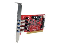 StarTech.com 4 Port PCI SuperSpeed USB 3.0 Adapter Card with SATA/SP4 Power - Quad Port PCI USB 3 Controller Card (PCIUSB3S4) - USB-adapter - PCI-X lav profil - USB 3.0 x 4 - rød - for P/N: HBS304A24A, S3510BMU33, S3510SMU33, UNI251BMU33, USB221SS PCIUSB3S4