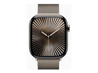 Apple Watch Series 10 (GPS + Cellular) - 46 mm - naturlig titan - smartklokke med fint strikket løkke - nett av rustfritt stål - naturlig - båndbredde: S/M - 64 GB - LTE, Wi-Fi 4, UWB, Bluetooth - 4G - 41.7 g MC7Q4QN/A