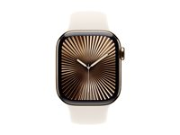 Apple Watch Series 10 (GPS + Cellular) - 42 mm - gull titan - smartklokke med sportsbånd - fluorelastomer - stjernelys - båndbredde: S/M - 64 GB - LTE, Wi-Fi 4, UWB, Bluetooth - 4G - 34.4 g MX063QN/A