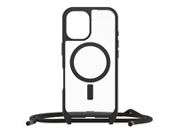 OtterBox React Series - Baksidedeksel for mobiltelefon - halskjede - MagSafe-samsvar - svart krystall (klar/svart) - for Apple iPhone 16 77-96818
