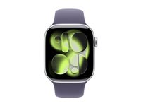 Apple Watch Series 11 (GPS + Cellular) - 42 mm - sølvaluminium - smartklokke med sportsbånd - fluorelastomer - lilla tåke - båndbredde: M/L - 64 GB - LTE, Wi-Fi 4, UWB, Bluetooth - 5G - 29.7 g MF8J4QN/A