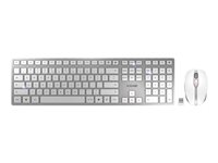 CHERRY DW 9100 SLIM - Tastatur- og mussett - trådløs - 2.4 GHz, Bluetooth 4.0 - USA med eurosymbol - hvit, sølv JD-9100EU-1