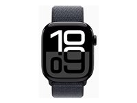 Apple Watch Series 10 (GPS + Cellular) - 42 mm - jet svart aluminium - smartklokke med sportssløyfe - myk dobbeltlagsnylon - blekk - håndleddstørrelse: 130-200 mm - 64 GB - LTE, Wi-Fi 4, UWB, Bluetooth - 4G - 29.3 g MWX83QN/A