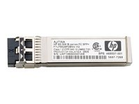 HPE B-Series - SFP+ transceivermodul - 8 Gb-fiberkanal (SW) - Fiberkanal - for Brocade 16Gb/12, 16Gb/24; HPE 8/24, 8/8; StoreFabric SN4000, SN6500, SN8600B 4-slot AJ716B