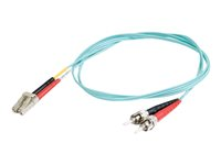 C2G LC-ST 10Gb 50/125 OM3 Duplex Multimode PVC Fiber Optic Cable (LSZH) - Nettverkskabel - ST flermodus (hann) til LC multimodus (hann) - 3 m - 3 m - fiberoptisk - dupleks - 50 / 125 mikroner - OM3 - halogenfri - akvamarin 85542
