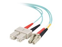 C2G LC-SC 10Gb 50/125 OM3 Duplex Multimode PVC Fiber Optic Cable (LSZH) - Nettverkskabel - SC flermodus (hann) til LC multimodus (hann) - 7 m - 7 m - fiberoptisk - dupleks - 50 / 125 mikroner - OM3 - halogenfri - akvamarin 85535
